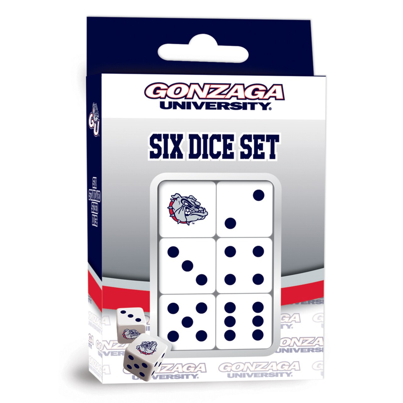 Masterpieces   Officially Licensed NCAA Gonzaga Bulldogs - 6 Piece D6 Gaming Dice Set Ages 6 and Up